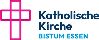 Kreuz aus zwei offenen Rechtecken, Text: Katholische Kirche Bistum Essen